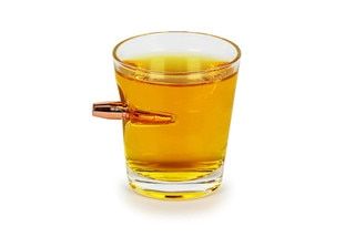 Caliber Gourmet Last Man Standing Bullet Shot Glass holds 2 ounces of liquid.